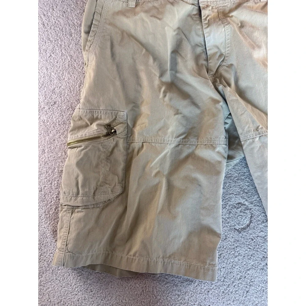 Kuhl Cargo Shorts Tan/Khaki Vintage Patina Dye Tactical Hiking Gorpcore Size 38